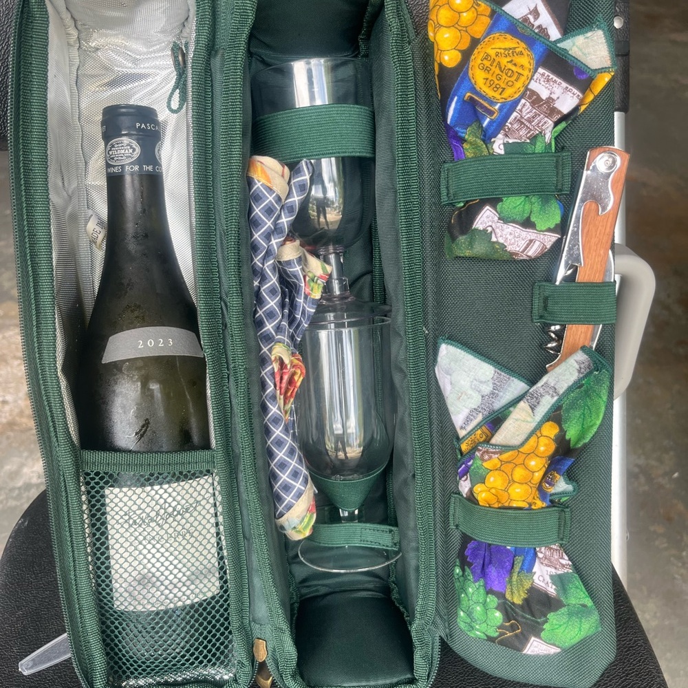 Elegant Green Wine Carrier with Accessories
